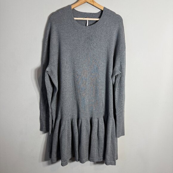 Free People Time On My Side Sweater Mini Dress Women XL Gray Knit Drop Waist NWT - Picture 7 of 16